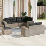vidaXL Salon de jardin 8 Pièces avec coussins gris clair résine tressée