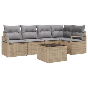 vidaXL Ensemble de canapé de jardin 6 pièces avec coussins  noir  poly rattan