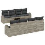 Ensemble de canapé de jardin 9 pièces vidaXL avec coussins Gris clair Poly Rattan