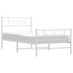 vidaXL Cadre de lit métal sans matelas et pied de lit blanc 107x203 cm