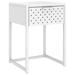 vidaXL Table de chevet Blanc 38x35x54 cm Acier