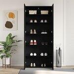 vidaXL Cabinet à chaussures Noir Chêne 80x35 5x180 cm Bois d'ingénierie