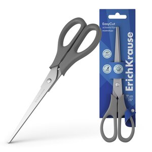 Ciseaux ErichKrause EasyCut en acier inoxydable 19 cm - Double affûtage avancé - Couleurs assorties aléatoires