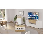 FMD Meuble TV/Hi-Fi 182x33x70 2 cm Blanc et chêne artisanal