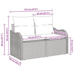 Canapé de jardin 2 places vidaXL avec rangement et coussins en poly rattan noir