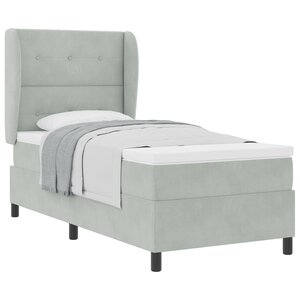 Lit box spring vidaXL avec matelas gris clair 90x190 cm en velours
