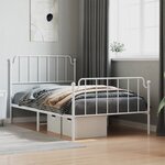vidaXL Cadre de lit métal sans matelas et pied de lit blanc 107x203 cm