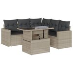 vidaXL Salon de jardin 6 Pièces avec coussins gris clair résine tressée