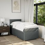 vidaXL Sommier à lattes de lit et matelas Gris foncé 90x190 cm Tissu