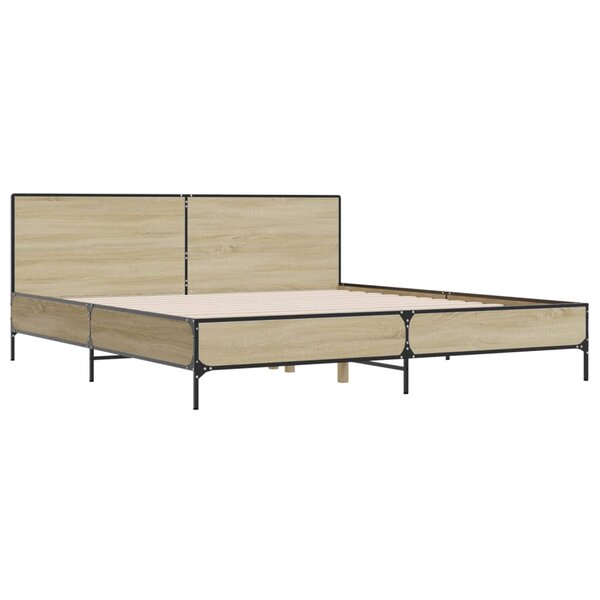 vidaXL Cadre de lit chêne sonoma 180x200 cm bois d'ingénierie et métal