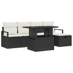 Canapé de jardin vidaXL 6 pièces noir Poly Rattan avec coussins