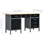 vidaXL Établi Noir 160x60x85 cm Acier
