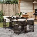 vidaXL Ensemble à manger de jardin 5 Pièces et coussins marron poly rotin