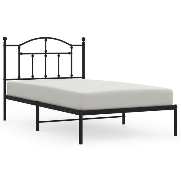 vidaXL Cadre de lit métal avec tête de lit noir 100x190 cm