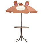 Jeu de bistro avec parasol pour enfants 3 pièces marron 02_0014491