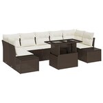 vidaXL Ensemble de canapé de jardin 8 pièces avec coussins Marron en poly rotin