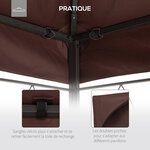 Toile de Rechange pour Pavillon Tonnelle Tente Polyester Haute Densité Imperméabilisé 180 g/m² 3 x 4 m Chocolat