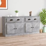 vidaXL Buffets 2 Pièces gris béton bois d'ingénierie