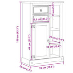 vidaXL Armoire de salle de bain Corona 70x33x110 cm bois de pin massif
