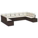 vidaXL Ensemble de canapé de jardin 10 pièces avec coussins poly rattan marron
