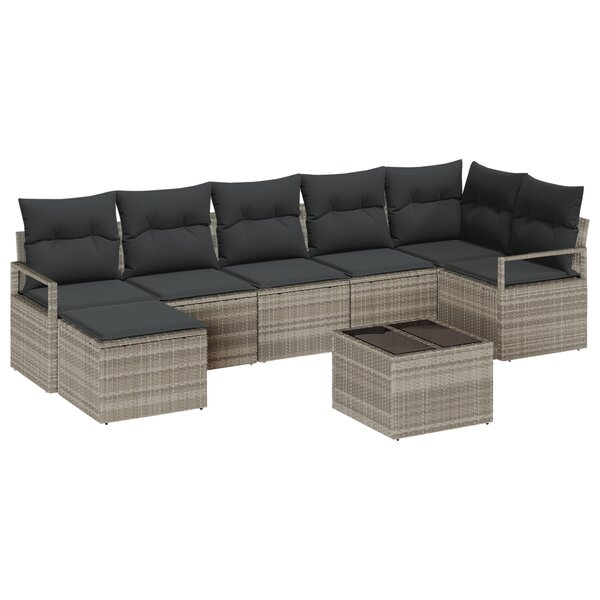 Ensemble de Canapé de Jardin vidaXL 9 Pièces avec Coussins Gris Poly Rattan