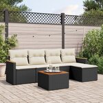 vidaXL Salon de jardin 6 Pièces avec coussins noir résine tressée