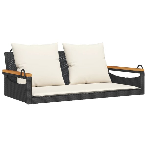 vidaXL Balancelle avec coussins noir 109x62x40 cm résine tressée