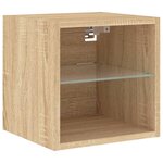 vidaXL Meuble TV mural avec lumières LED chêne sonoma 30x28 5x30 cm