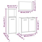 vidaXL Ensemble de meubles de salle de bain 3 Pièces Sonoma gris