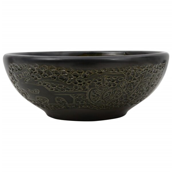 vidaXL Vasque à poser noir rond Φ41x14 cm céramique