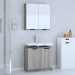 vidaXL Ensemble d'armoires de salle de bain 2 Pièces sonoma gris