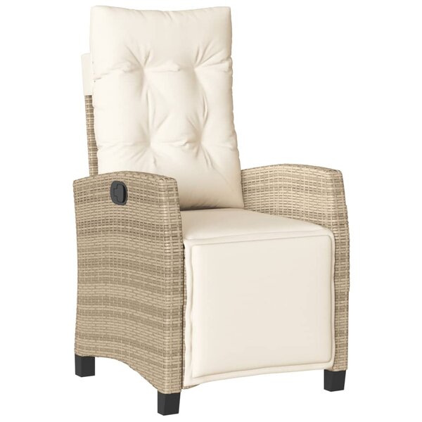 vidaXL Chaise inclinable de jardin et repose-pied beige résine tressée