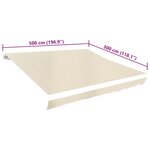 vidaXL Toile d'auvent Crème 500x300 cm
