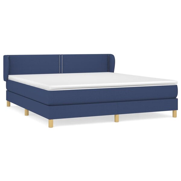 vidaXL Sommier à lattes de lit avec matelas Bleu 180x200 cm Tissu