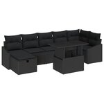 vidaXL Ensemble de Canapé de Jardin 8 pièces Noir avec Coussins