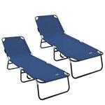 vidaXL Transat pliant 2 Pièces portable en tissu Oxford bleu 600D