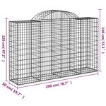 vidaXL Paniers à gabions arqués 4 Pièces 200x50x120/140 cm Fer galvanisé