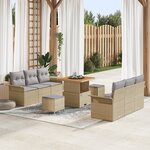 Canapé de Jardin 9 Pièces avec Coussins Beige Rattan Acacia