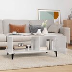 vidaXL Table basse Blanc brillant 90x50x40 cm Bois d'ingénierie