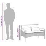 vidaXL Banc de jardin avec coussins 116x62 5x74 cm gris résine tressée