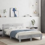 vidaXL Cadre de lit avec LED sans matelas gris béton 120x190 cm
