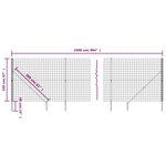 vidaXL Clôture en treillis métallique et ancrage anthracite 2 2x25 m