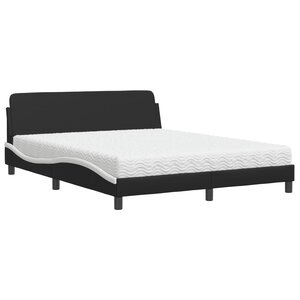 vidaXL Lit avec matelas noir et blanc 160x200 cm similicuir