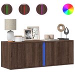 vidaXL Meuble TV mural avec lumières LED chêne marron 100x31x35 cm