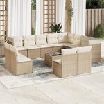 vidaXL Salon de jardin avec coussins 13 Pièces beige résine tressée