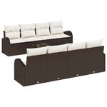 Canapé de jardin 9 pièces avec coussins marron en poly rotin