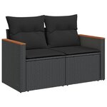 vidaXL Salon de jardin 5 Pièces avec coussins noir résine tressée