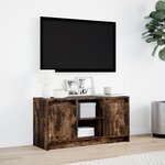 vidaXL Meuble TV avec LED chêne fumé 100x34x50 cm bois d'ingénierie