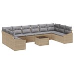 vidaXL Ensemble de canapé de jardin 11 pièces avec coussins en poly rattan noir