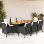 vidaXL Ensemble à manger de jardin 9Pièces coussins noir résine tressée